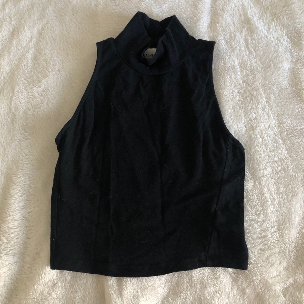 Black turtle neck crop top